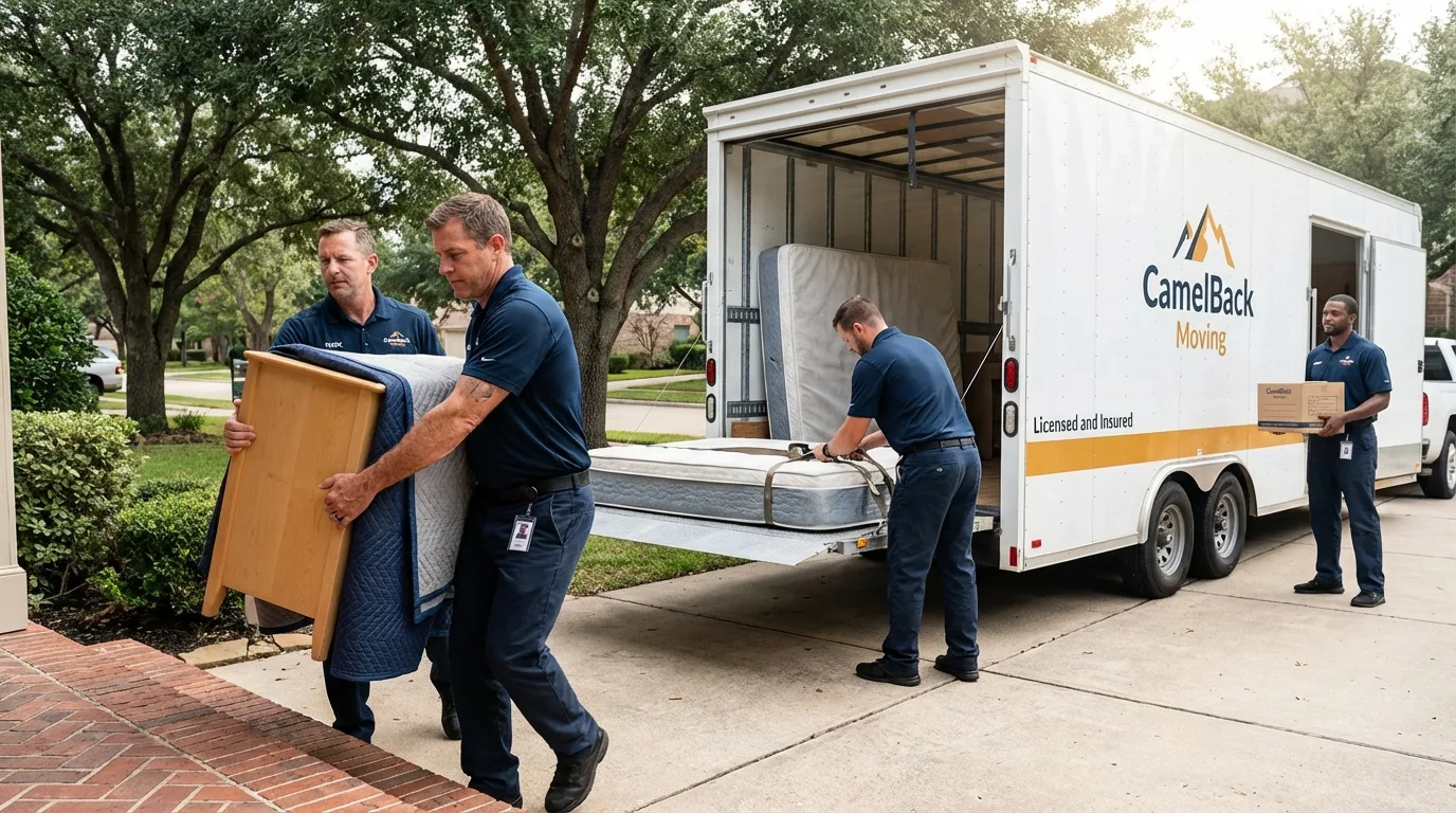 Crew loading residential truck for cross-state move from Liberty, PA