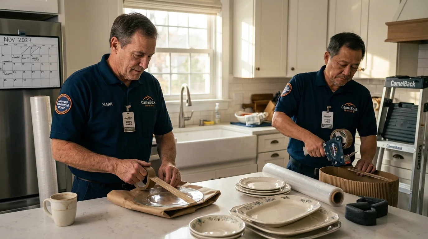 Professional crew packing kitchen dishware in Liberty, PA
